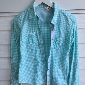 Light Blue Checkered Collared Shirt